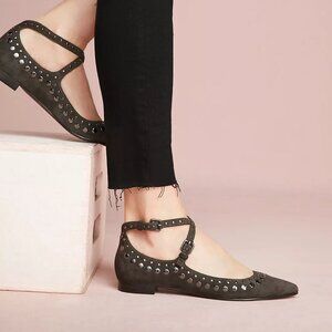 Frye Sienna Studded Cross Ballet Flats in Smoke - Size 9